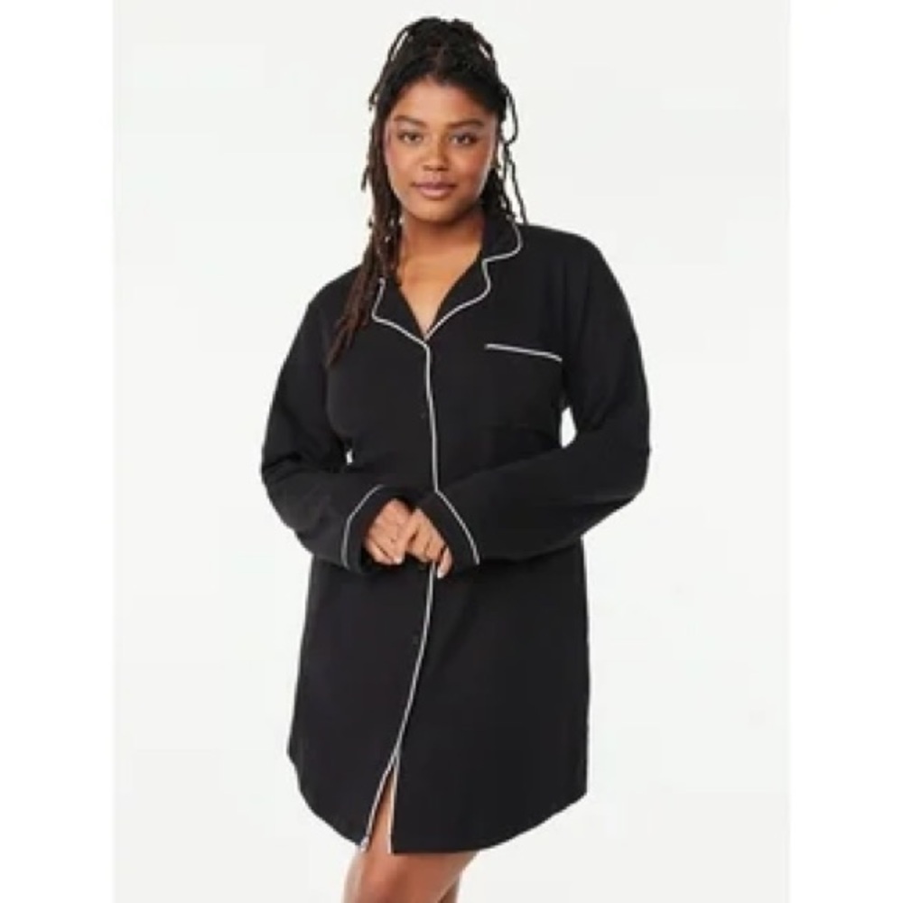 State of Day Notched-Collar Sleepshirt Black XL NWT - Picture 3 of 6